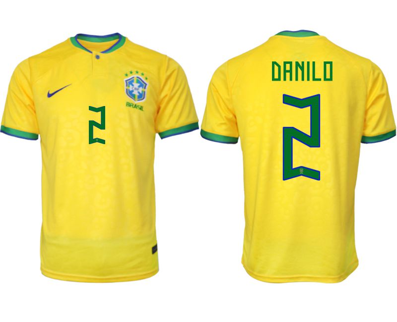 Men 2022 World Cup National Team Brazil home aaa version yellow 2 Soccer Jersey